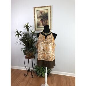 Appraisal Women Blouse L Keyhole Neck HalterSleeveless Y2K Boho Vacation Resort